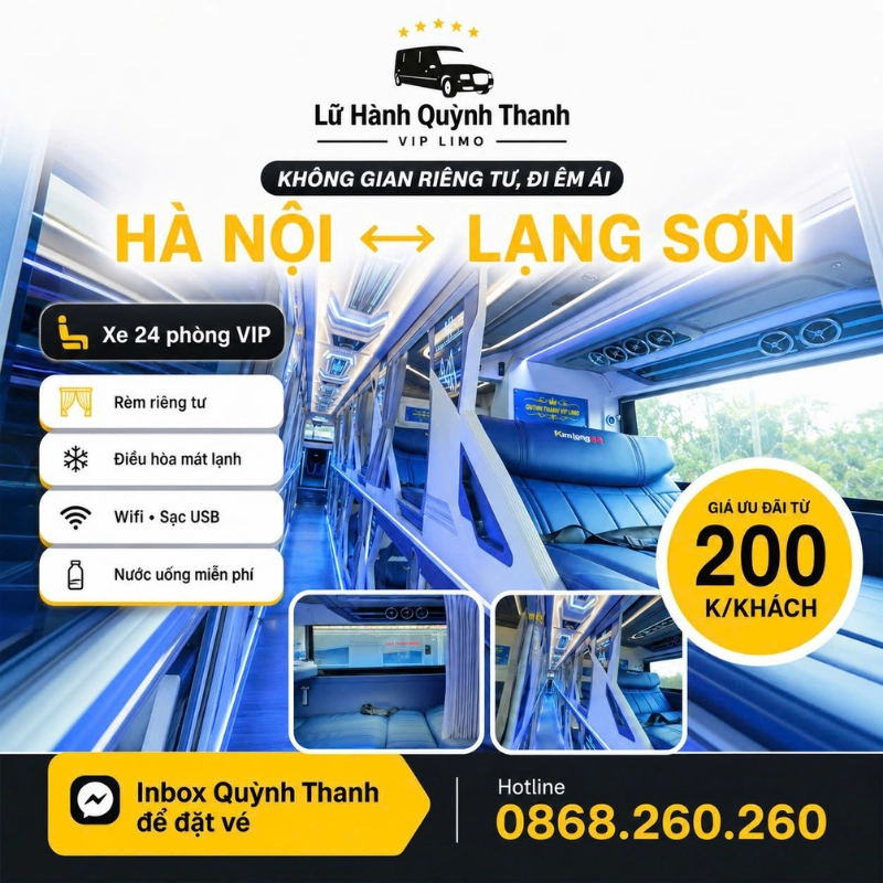 Lịch trình và giá vé xe Limousine Lạng Sơn – Hà Nội của Quỳnh Thanh Limousine