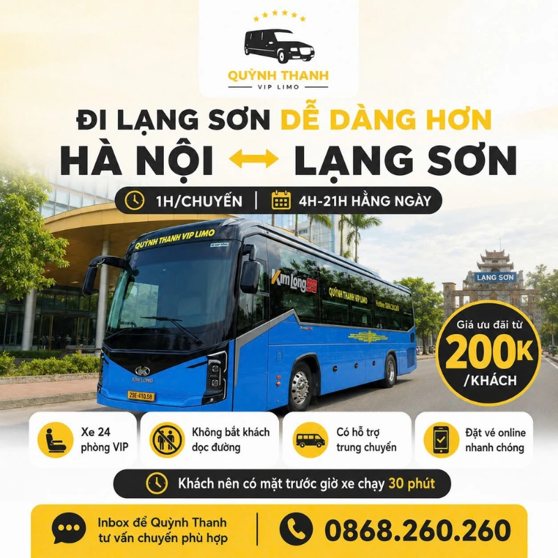 Quỳnh Thanh Limousine: Lựa chọn hàng đầu cho tuyến Lạng Sơn – Hà Nội