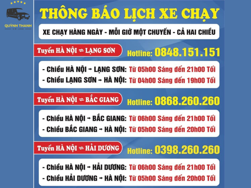 Khung giờ chạy xe và lịch hoạt động