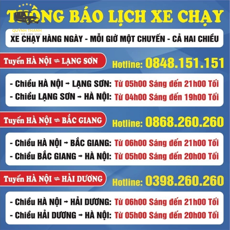 Lịch xe khởi hành đều đặn từ 5:00 đến 21:00 hàng ngày.